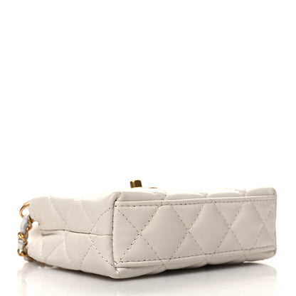 Chanel Shiny Aged Calfskin Quilted Mini Nano Kelly Shopper White 4 of 10