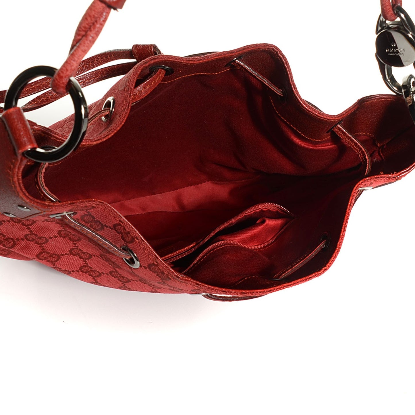 Monogram Drawstring Hobo Red