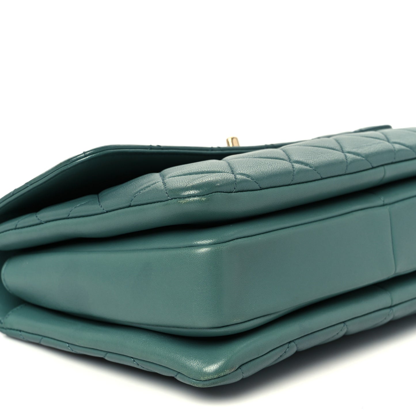 Lambskin Quilted Medium Trendy CC Flap Dual Handle Bag Green