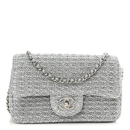 Chanel Metallic Woven Fabric Mini Rectangular Flap Silvery 1 of 11