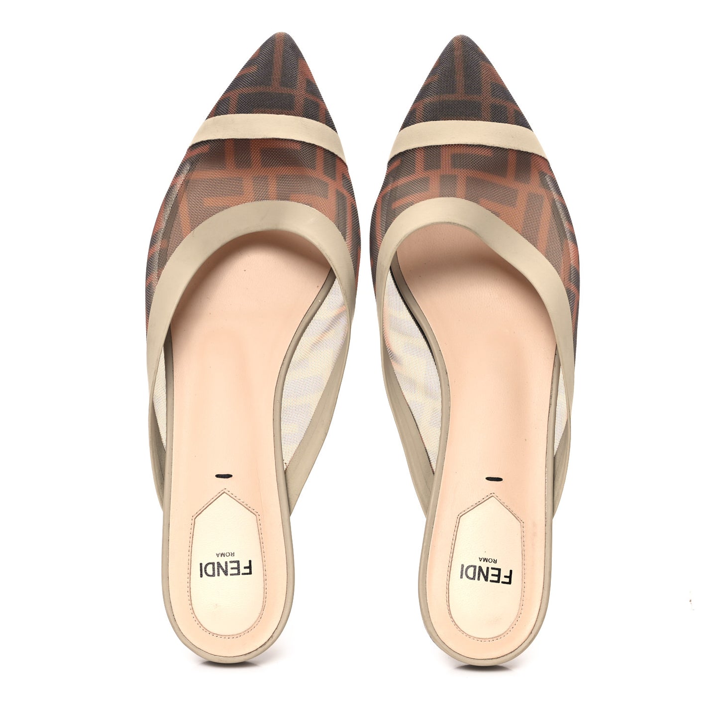 Technical Mesh Vitello FF Colibri Flat Mules 39 Tobacco Moro Camelia