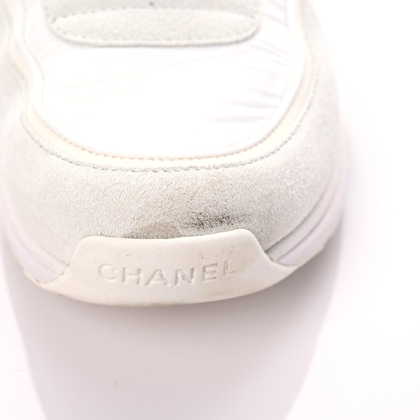 Suede Calfskin Fabric CC Sneakers 39.5 White