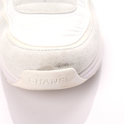 Chanel Suede Calfskin Fabric CC Sneakers 39.5 White 12 of 15