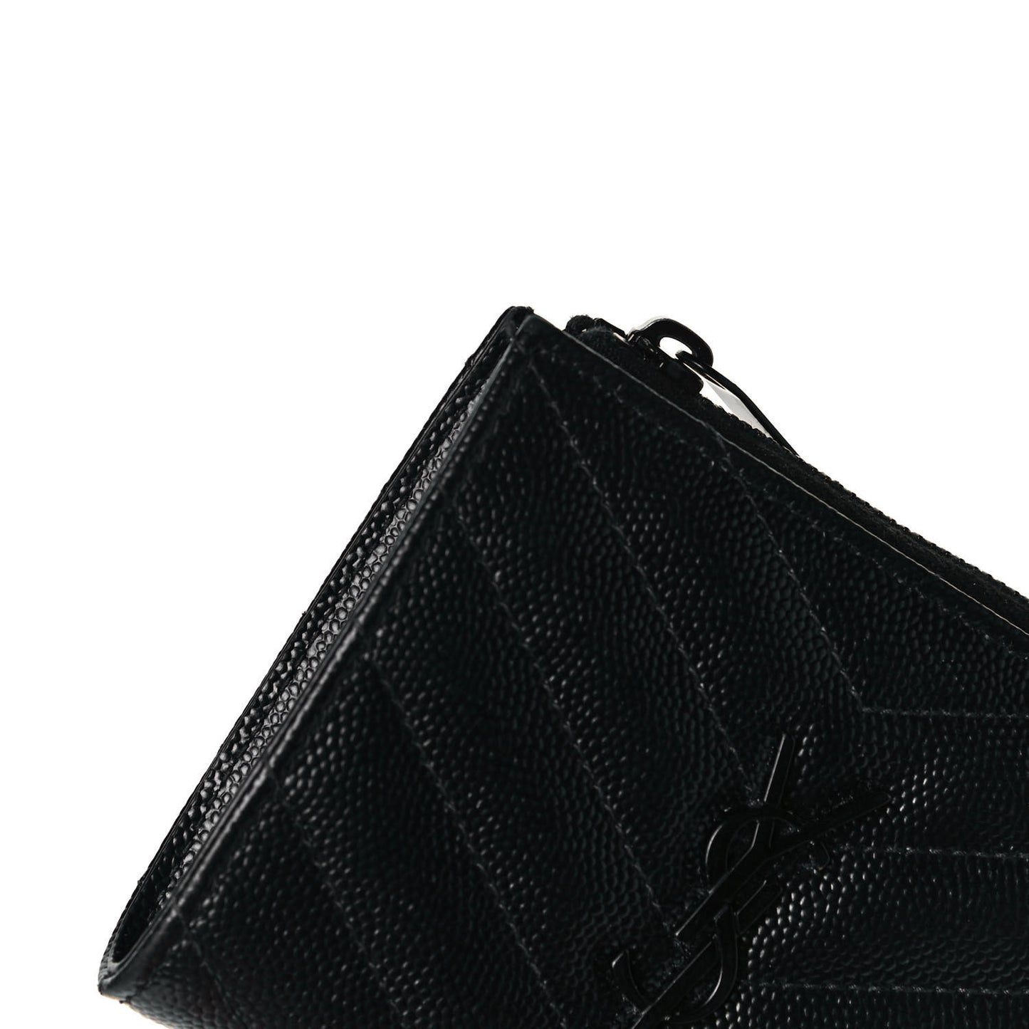 Grain De Poudre Matelasse Chevron Monogram Zipped Card Case Black