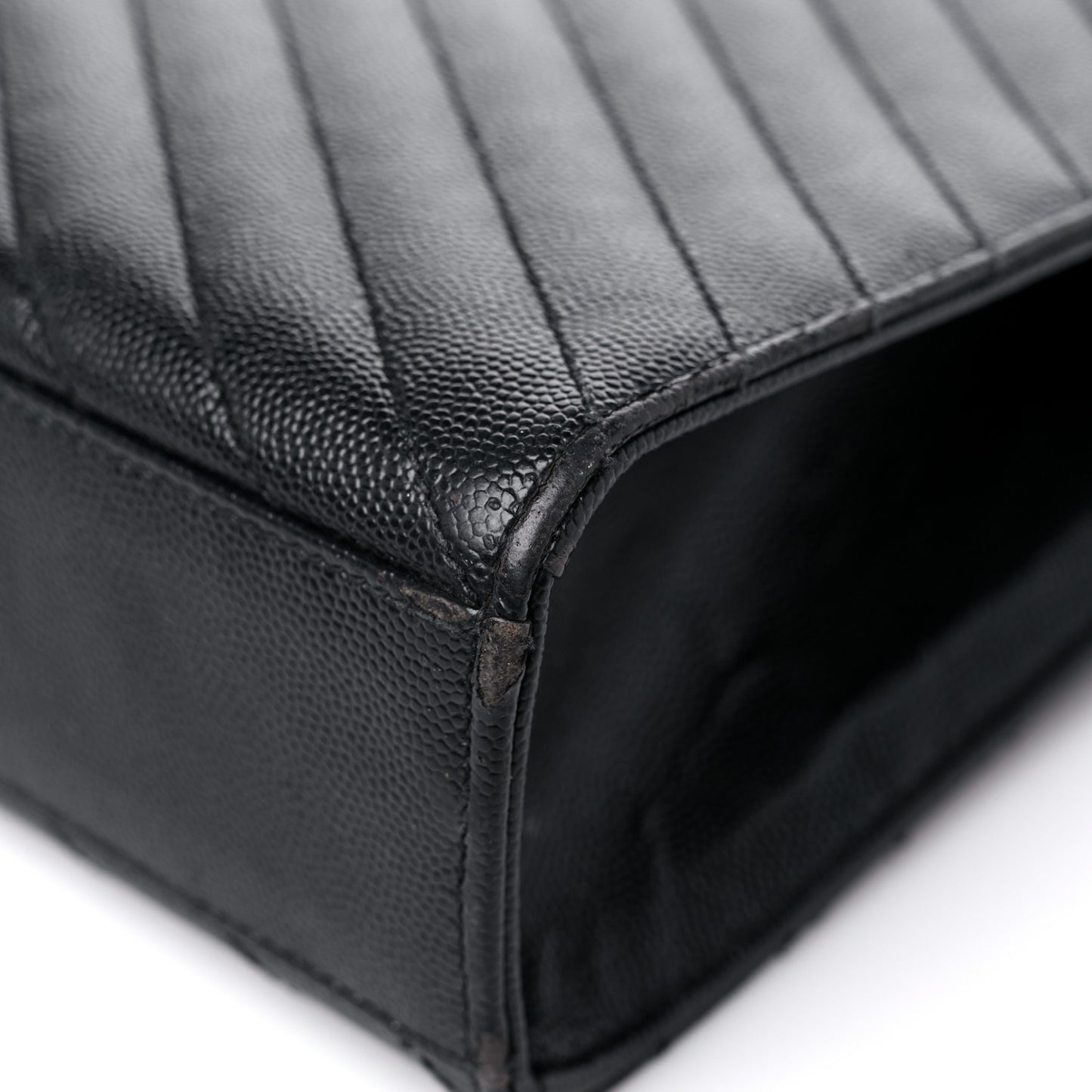 Grain De Poudre Matelasse Chevron Large Monogram Satchel Black