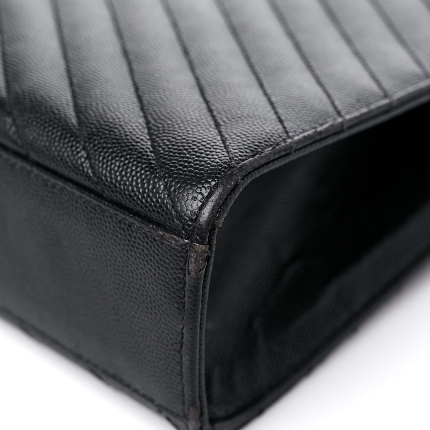 Saint Laurent Grain De Poudre Matelasse Chevron Large Monogram Satchel Black 11 of 20