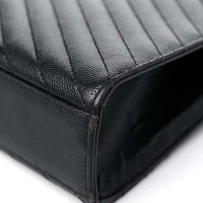 Saint Laurent Grain De Poudre Matelasse Chevron Large Monogram Satchel Black 11 of 20