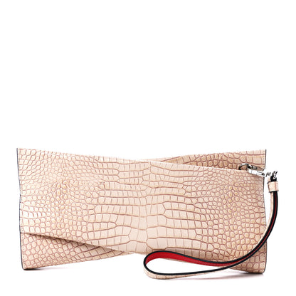 Christian Louboutin Loubitwist Crocodile Embossed Clutch Leche 1 of 10