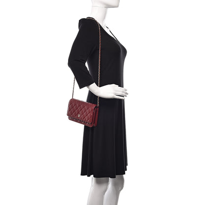 Chanel Caviar Quilted Wallet On Chain WOC Dark Red 2 of 12