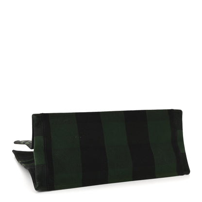 Christian Dior Canvas Embroidered Checkered Book Tote Black Green 4 of 10
