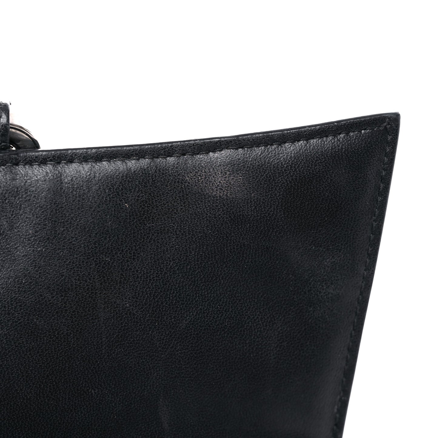 Grained Calfskin Small Hourglass Top Handle Bag Black