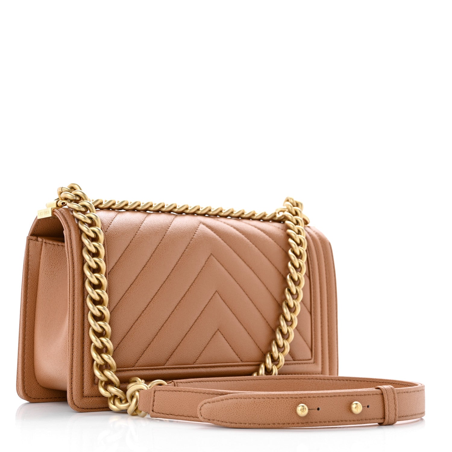 Chanel Caviar Chevron Quilted Medium Boy Flap Brown 3 of 12