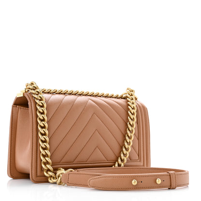 Chanel Caviar Chevron Quilted Medium Boy Flap Brown 3 of 12