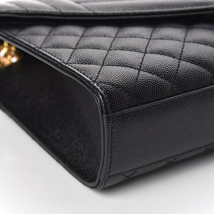 Saint Laurent Grain De Poudre Textured Mixed Matelasse Triquilt Medium Monogram Satchel Black 9 of 11