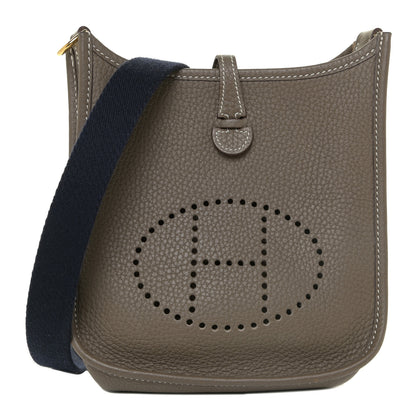 Hermes Taurillon Clemence Amazone Evelyne TPM Etoupe Bleu Indigo 1 of 12