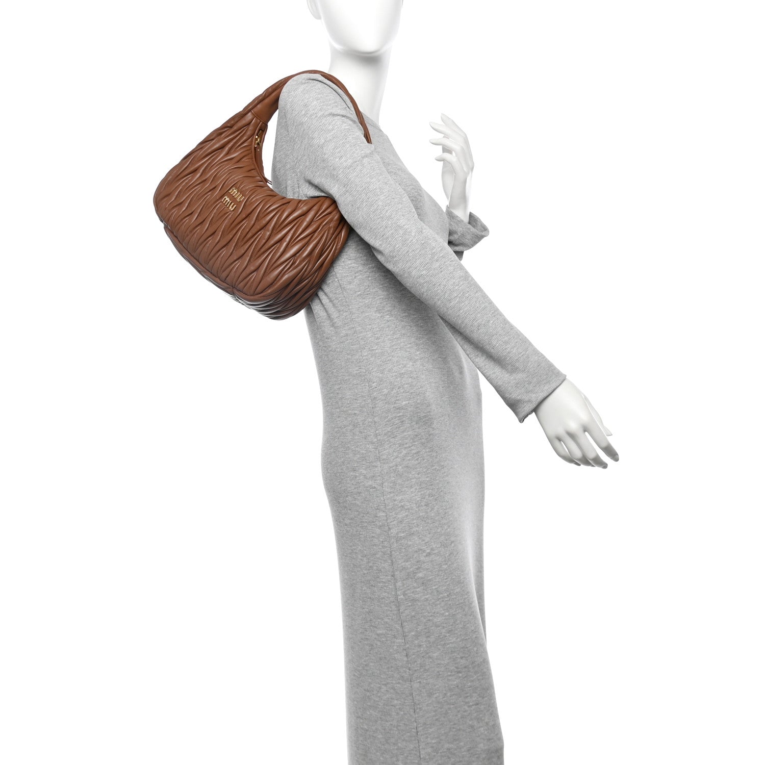 Miu Miu Nappa Matelasse Wander Large Hobo Cognac 2 of 10