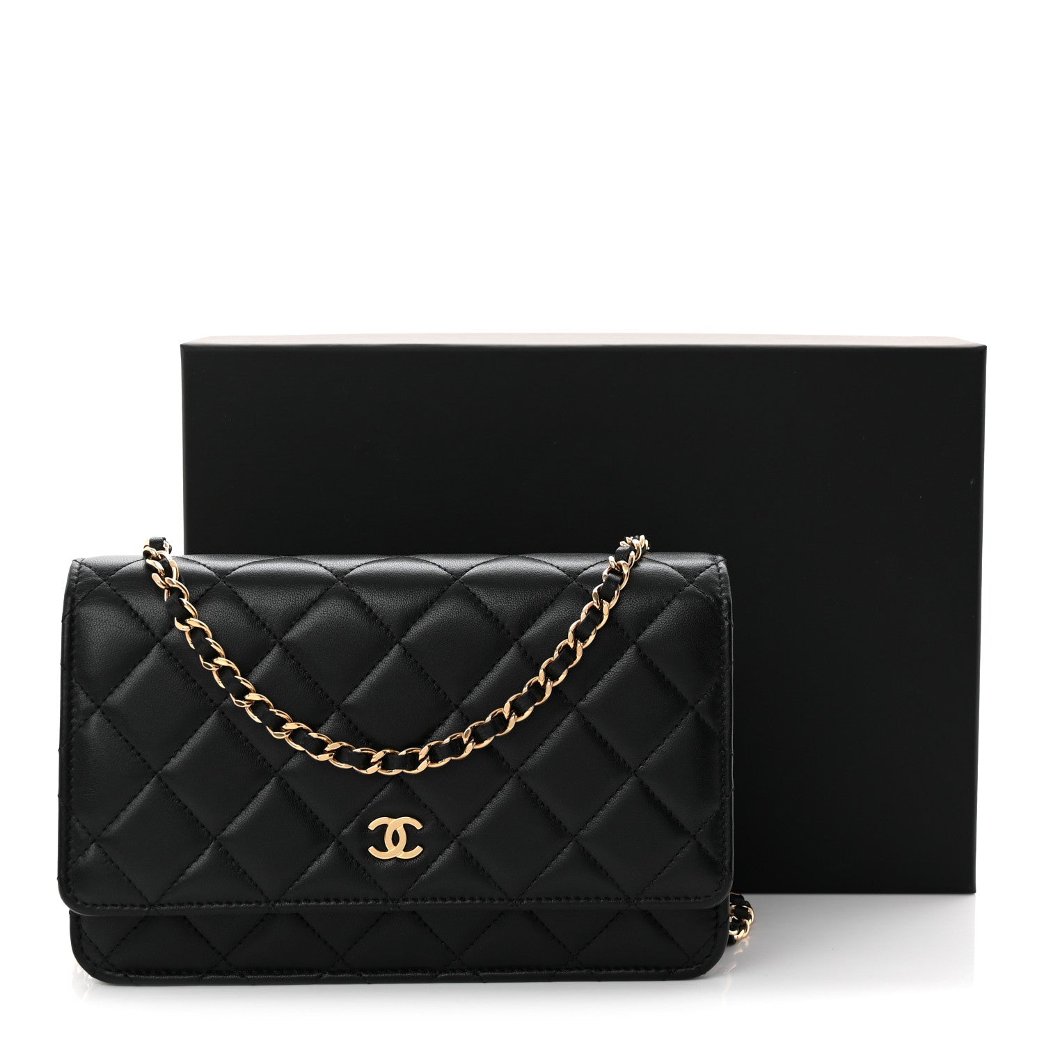 Chanel Lambskin Quilted Wallet On Chain WOC Black 12 of 12