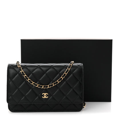 Chanel Lambskin Quilted Wallet On Chain WOC Black 12 of 12