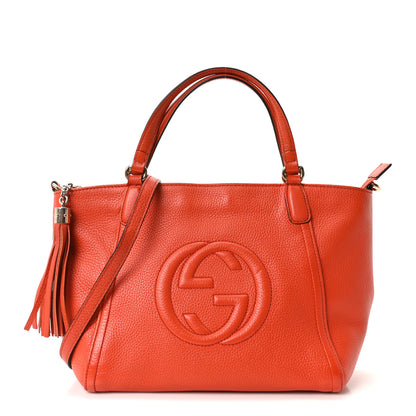 Gucci Pebbled Calfskin Small Soho Top Handle Bag Sun Orange 1 of 10
