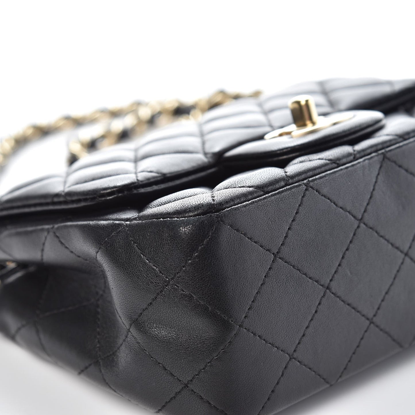 Lambskin Quilted Mini Square Flap Black