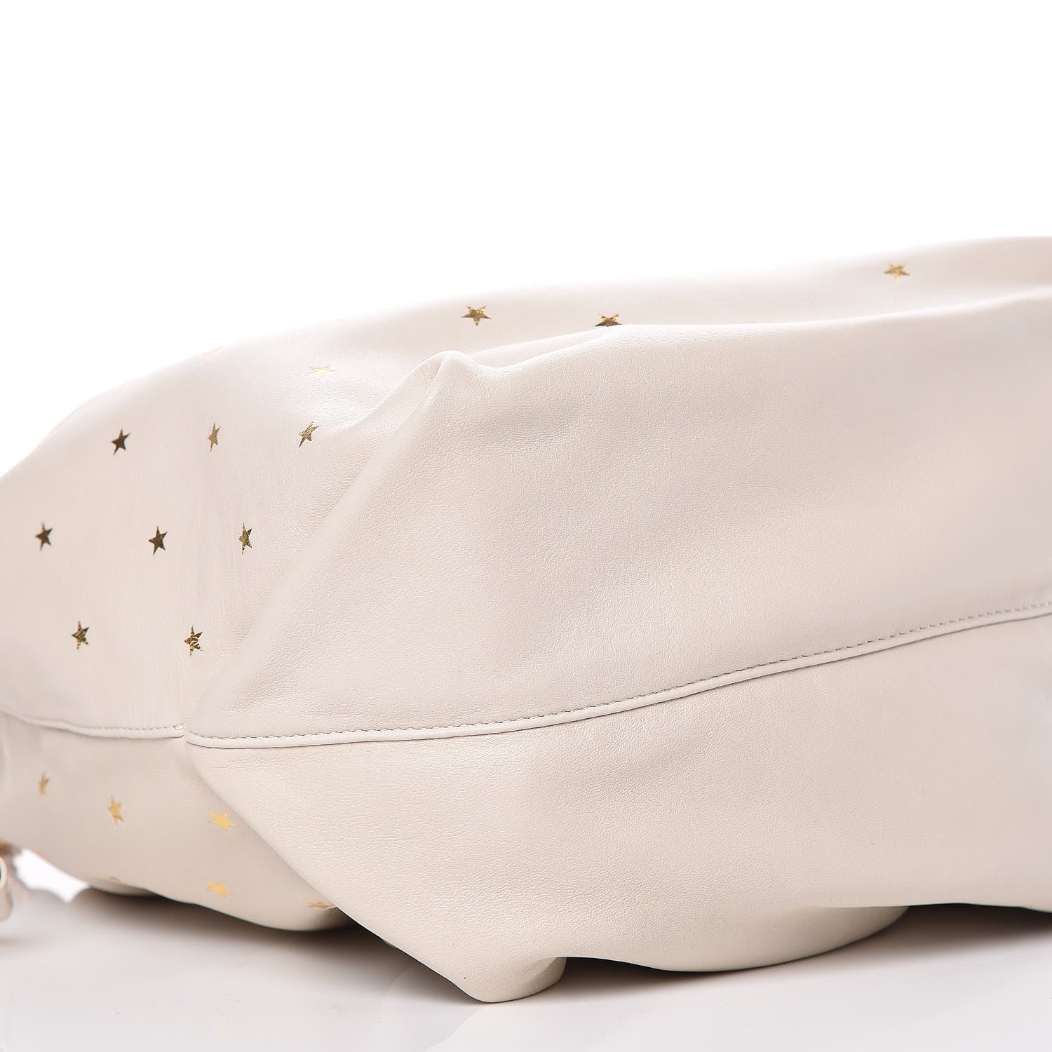 Saint Laurent Lambskin Star Printed Teddy Drawstring Bag White 6 of 11