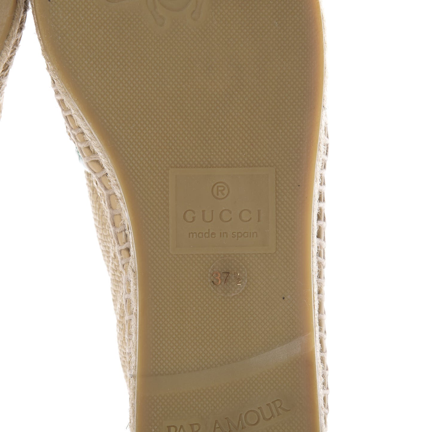 Straw Elaphe Matelasse GG Marmont Espadrilles 37.5 Natural New Shamarock