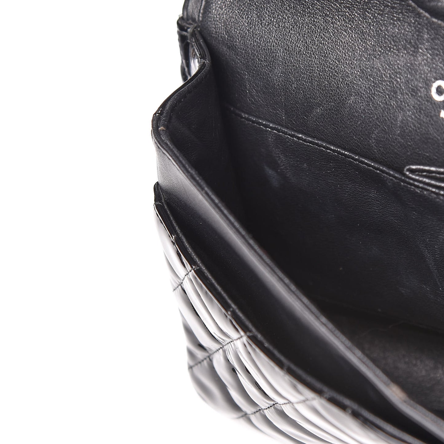 Patent Quilted Medium Double Flap Black