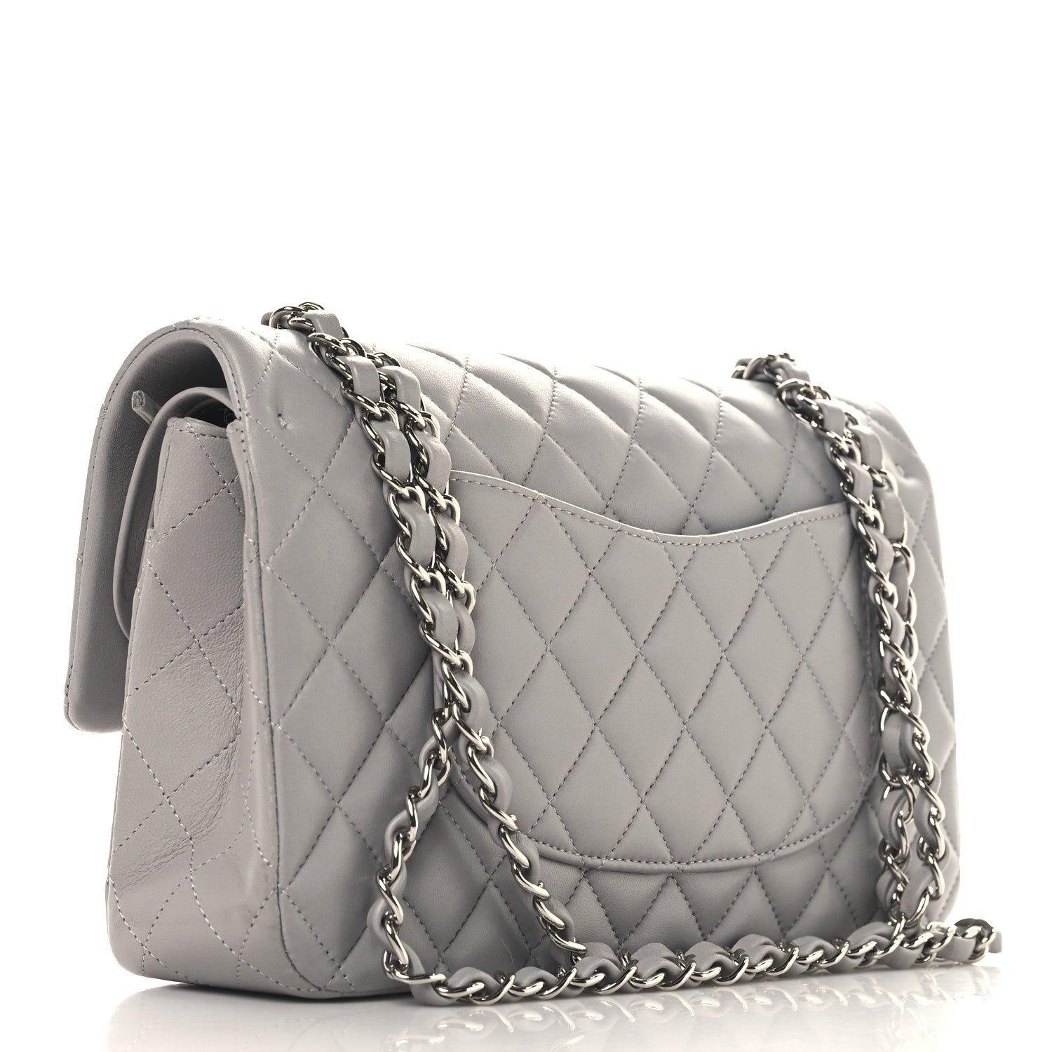 Chanel Lambskin Quilted Medium Double Flap Grey 3 of 12