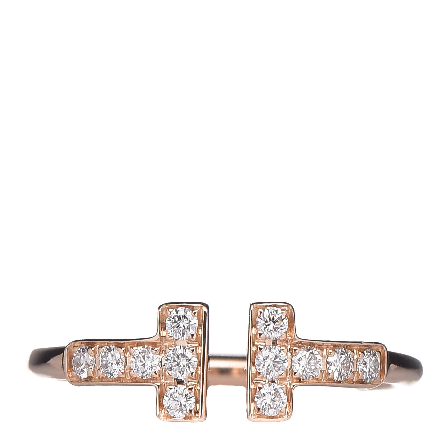 Tiffany 18K Rose Gold Diamond T Wire Ring 47 4 1 of 5