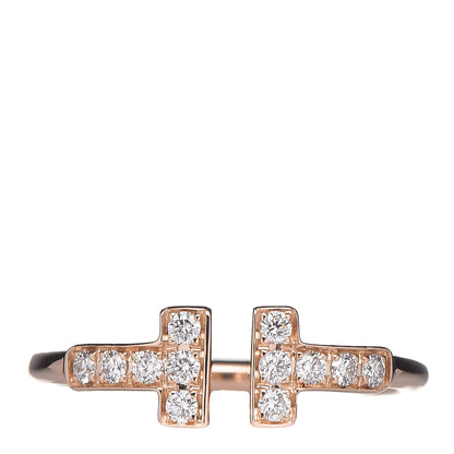 Tiffany 18K Rose Gold Diamond T Wire Ring 47 4 1 of 5