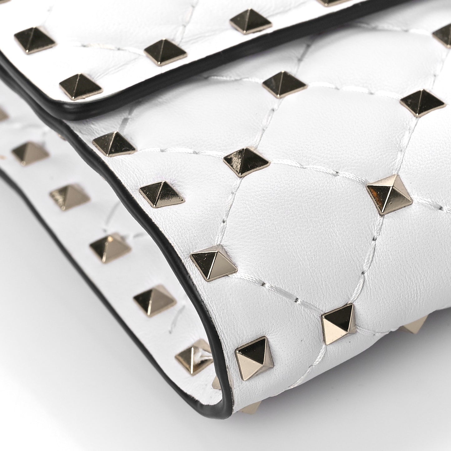 Nappa Rockstud Spike Wallet On Chain Optic White