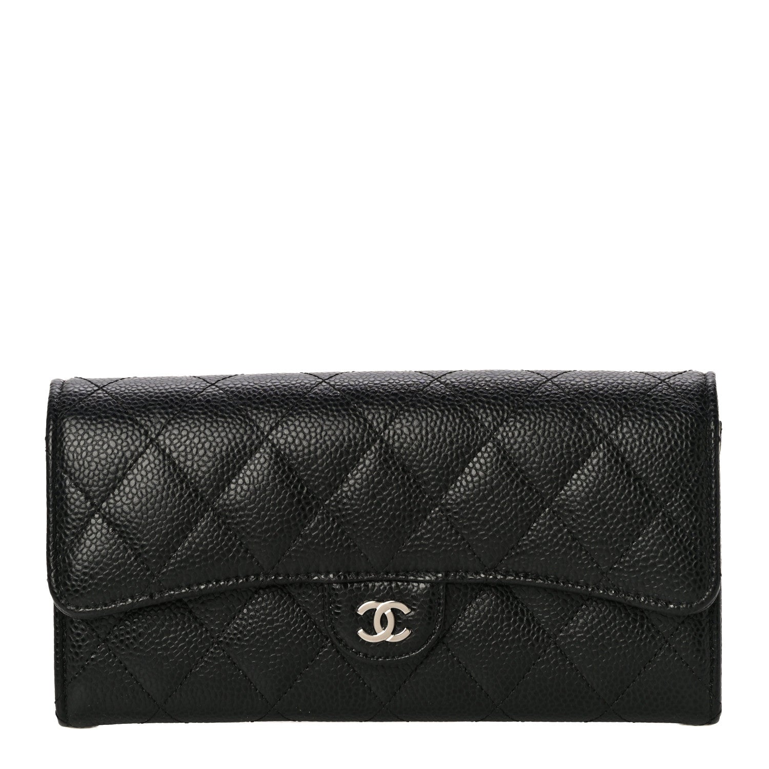 Chanel Caviar Quilted Large Gusset Flap Wallet Black 1 of 12