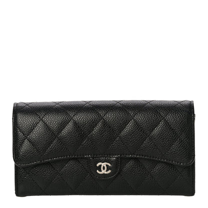 Chanel Caviar Quilted Large Gusset Flap Wallet Black 1 of 12