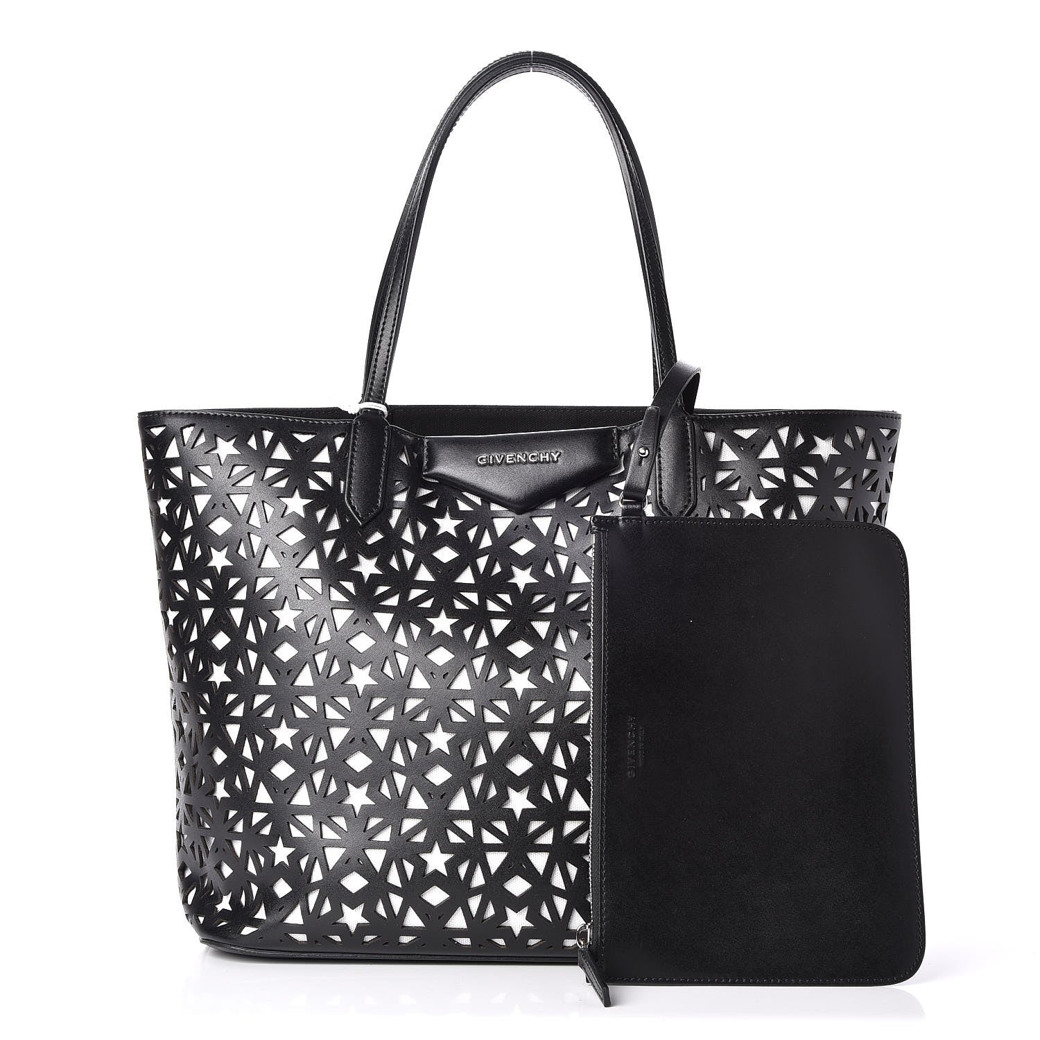Givenchy Calfskin Lazer Cut Medium Antigona Tote Black White 1 of 7