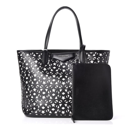Givenchy Calfskin Lazer Cut Medium Antigona Tote Black White 1 of 7