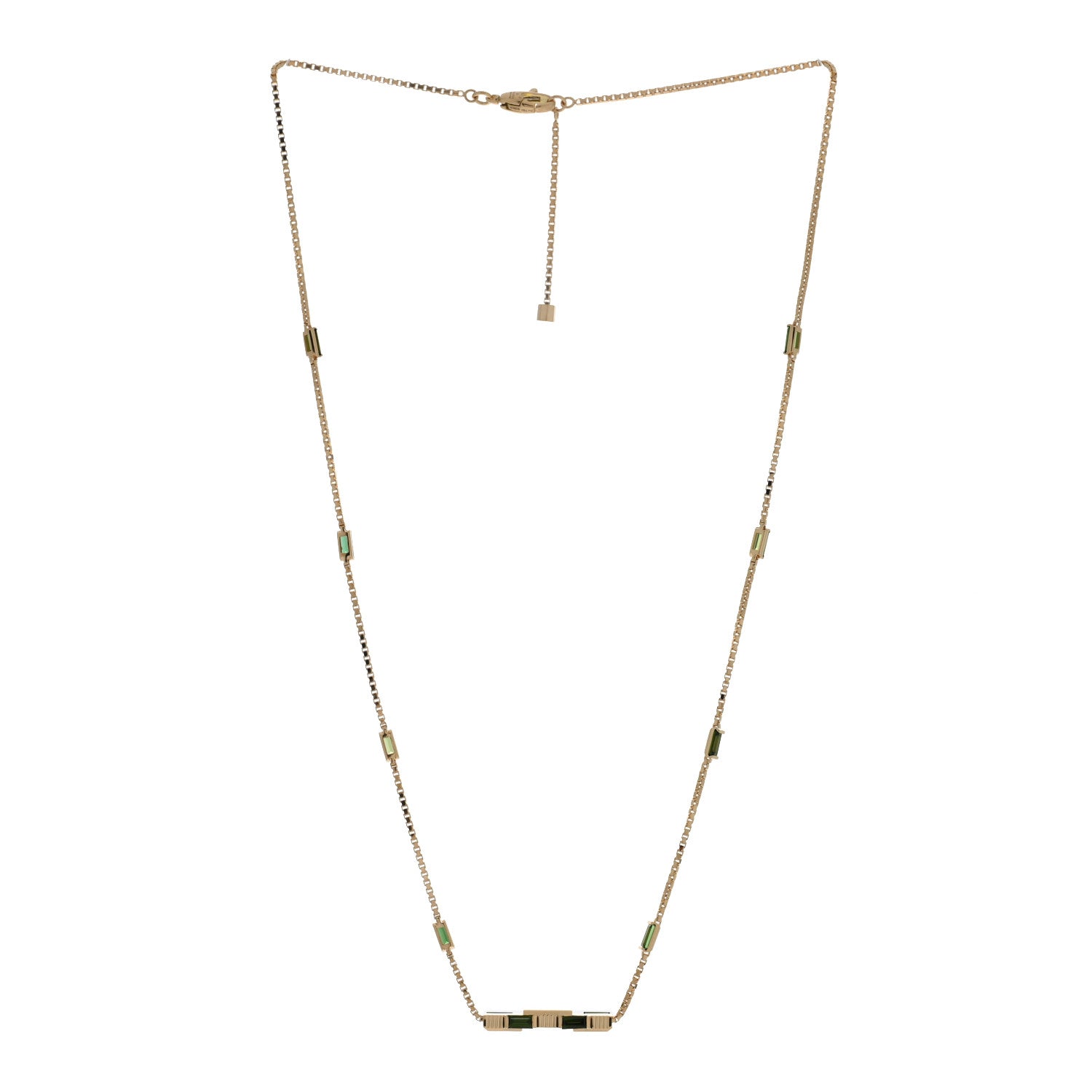 Gucci 18K Yellow Gold Green Tourmaline Link to Love Bar Necklace 3 of 5