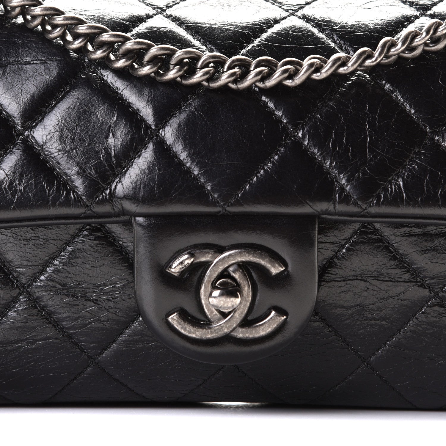 Chanel Glazed Calfskin Quilted Medium Duo Color Flap Black 2 of 9