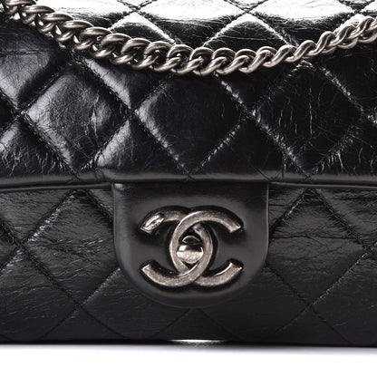 Chanel Glazed Calfskin Quilted Medium Duo Color Flap Black 2 of 9