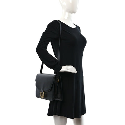Gucci Textured Calfskin Medium Torchon GG Ring Shoulder Bag Black 2 of 9