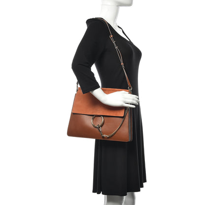 Chloe Suede Calfskin Medium Faye Shoulder Bag Tobacco 2 of 8