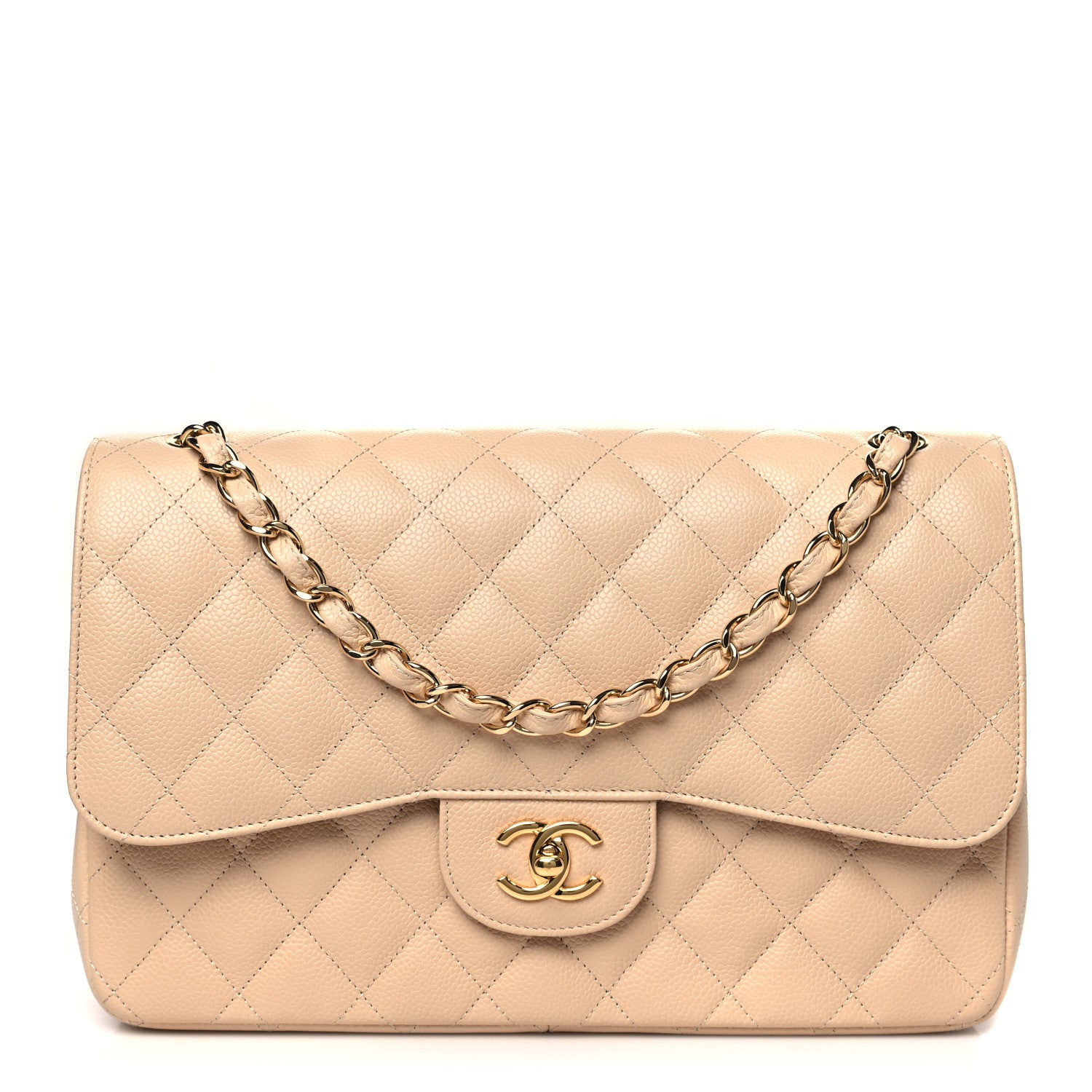 Chanel Caviar Quilted Jumbo Double Flap Beige 1 of 11