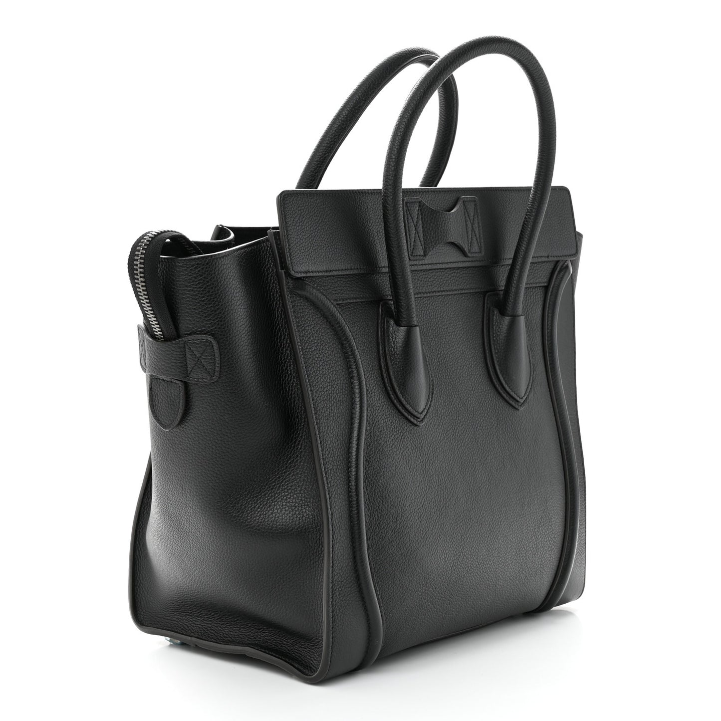 Drummed Calfskin Mini Luggage Black