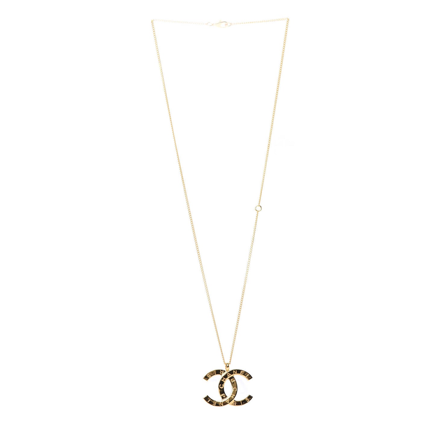 Metal CC Paris Button Necklace Gold