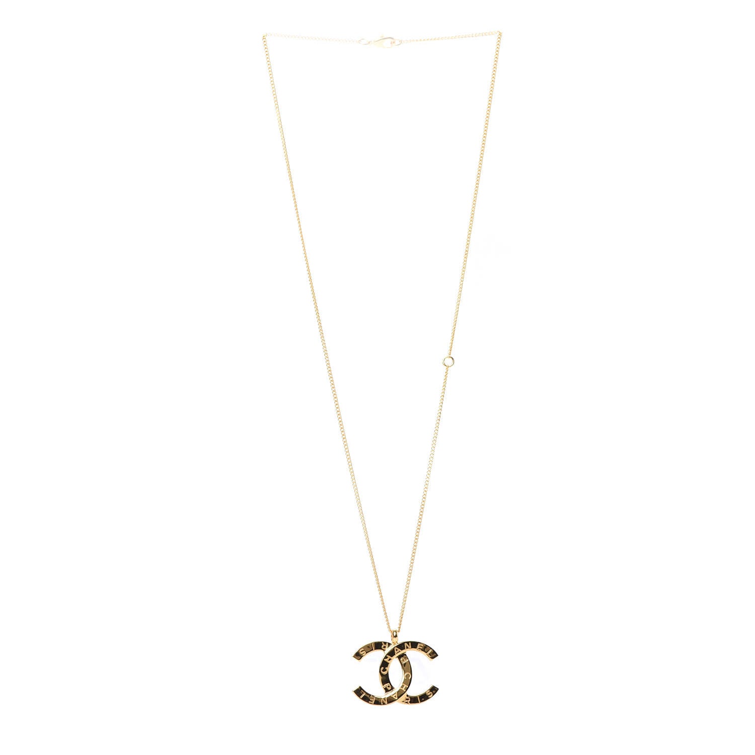 Chanel Metal CC Paris Button Necklace Gold 3 of 5