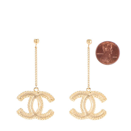 Chanel CC Drop Earrings Matte Gold 2 of 5