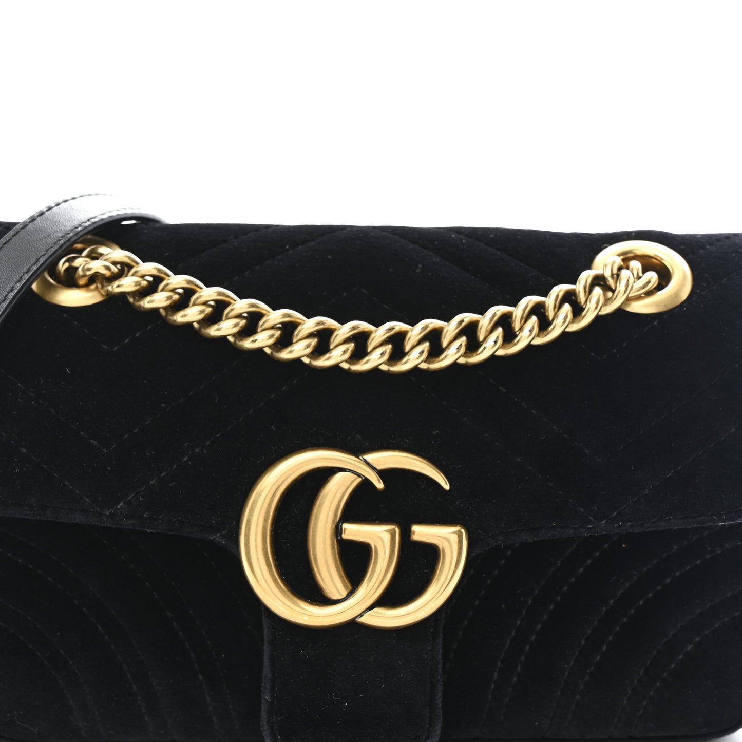 Velvet Matelasse Mini GG Marmont Shoulder Bag Black