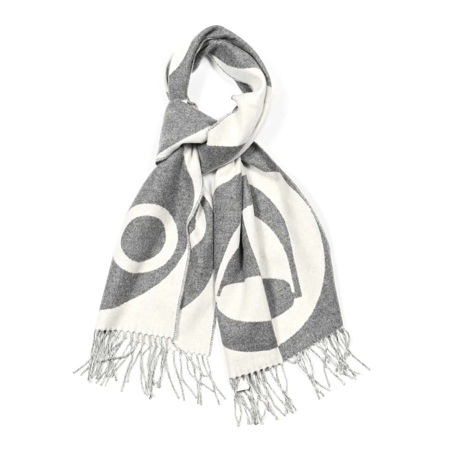 Cashmere Casaque Charms Muffler Gris Flanelle Ivoire