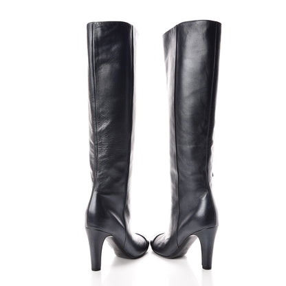 Chanel Lambskin CC Cap Toe High Boots 36 Pearly Black 6 of 10