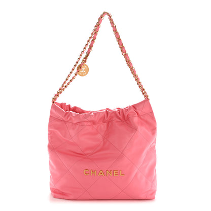 Chanel Shiny Calfskin Quilted Small Chanel 22 Coral Pink 1 of 13
