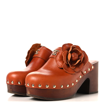 Chanel Calfskin Camellia Clogs 36 Brown 4 of 11